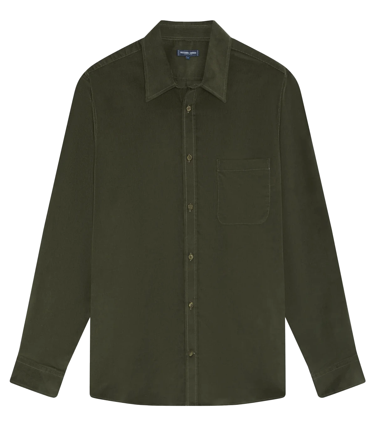 Telles long-sleeved shirt in ultra-soft baby corduroy with a relaxed fit. Features a classic collar, chest pocket, box pleat, and branded imitation mother-of-pearl buttons. Lightweight and breathable for effortless wear.