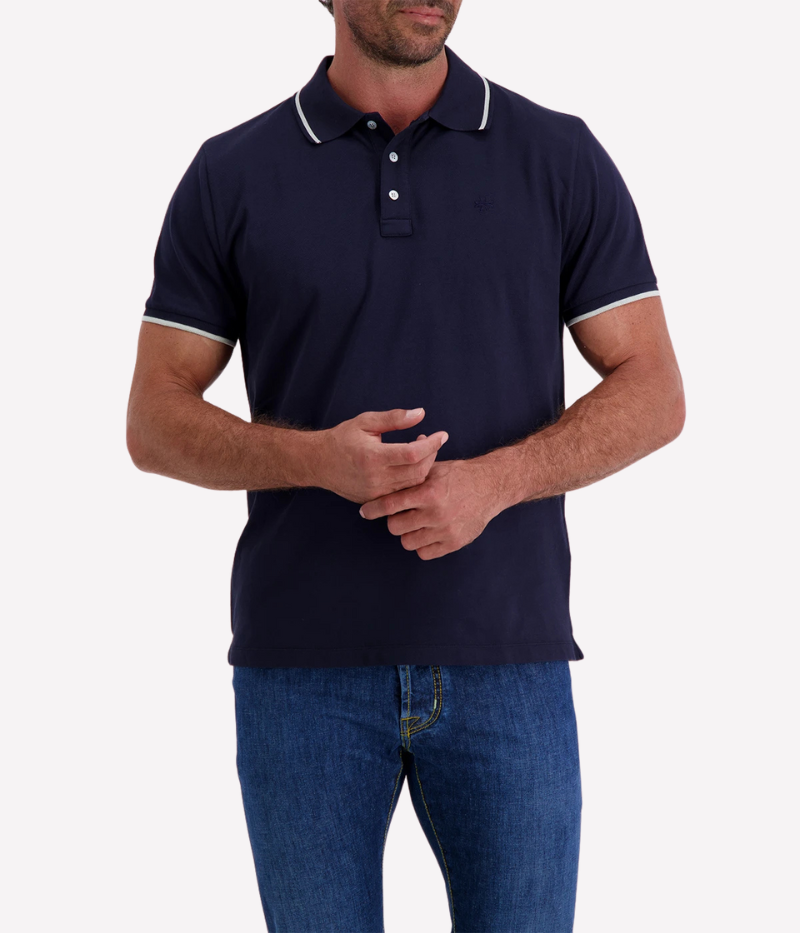 Jacob Cohën men's polo shirt with contrast tipping, classic two-button placket, and embroidered logo. Made from soft stretch cotton for a tailored fit.